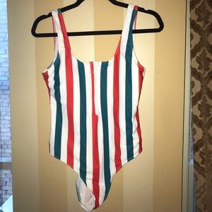 Striped One Piece Swimsuit